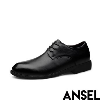 【Ansel】真皮質感內增高時尚溫雅紳士鞋 黑
