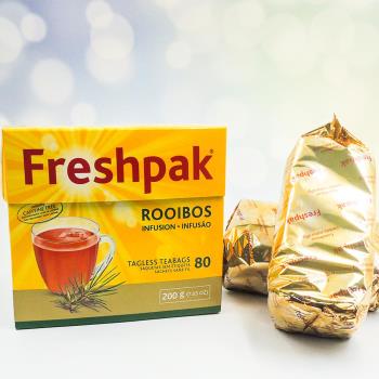 即期品【Freshpak】南非國寶茶 (博士茶)RooibosTea 茶包-80入新包裝 *5盒/組(有效期限至2025/10/02)