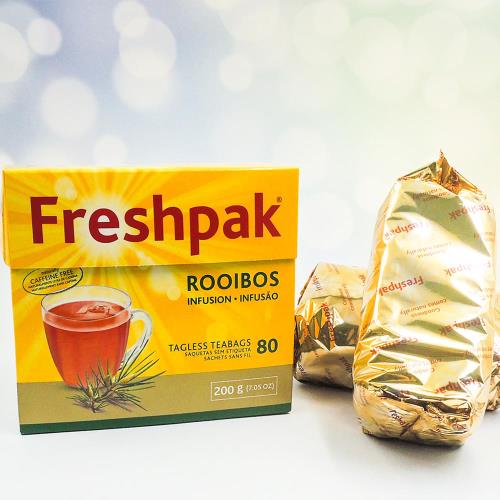 即期品【Freshpak】南非國寶茶 (博士茶)RooibosTea 茶包-80入新包裝 *5盒/組(有效期限至2025/10/02)