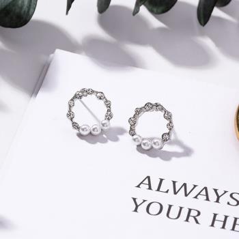 梨花HaNA 韓國925銀細緻珍珠圈飾浪漫滿屋耳環