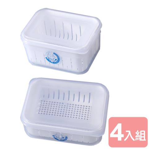 真心良品 沃爾濾水保鮮盒(3.5L+扁型2.5L)-4入組