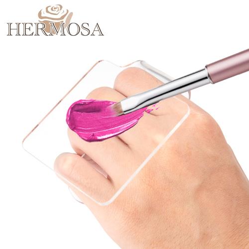 HERMOSA 彩妝粉底/口紅/美甲油透明壓克力握式調色盤 1入