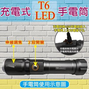 TW焊馬 充電式T6 LED 50W手電筒 (CY-H5242)