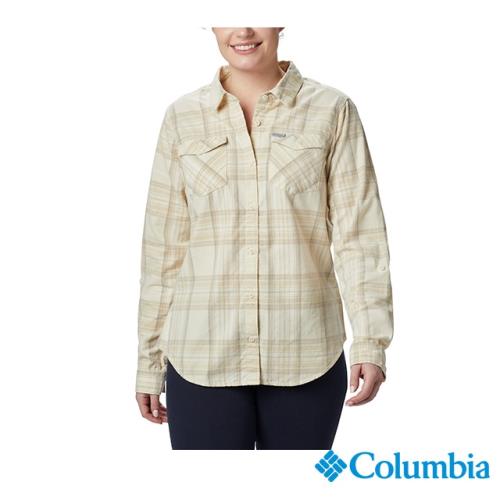 Columbia 哥倫比亞 女款 格紋長袖襯衫-米白 UAR13220BG