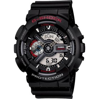 CASIO 卡西歐 G-SHOCK 經典紅黑重機雙顯手錶-55mm(GA-110-1A)