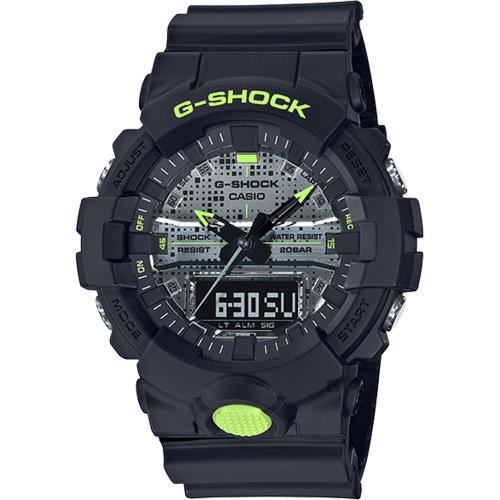 CASIO 卡西歐 G-SHOCK 點陣迷彩LED雙顯錶(GA-800DC-1A)