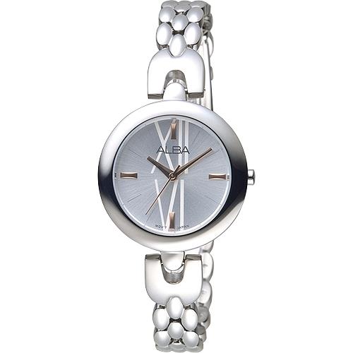 【ALBA】雅柏手錶 優雅韓系風尚銀白鍊帶女錶/AH8333X1(保固二年)