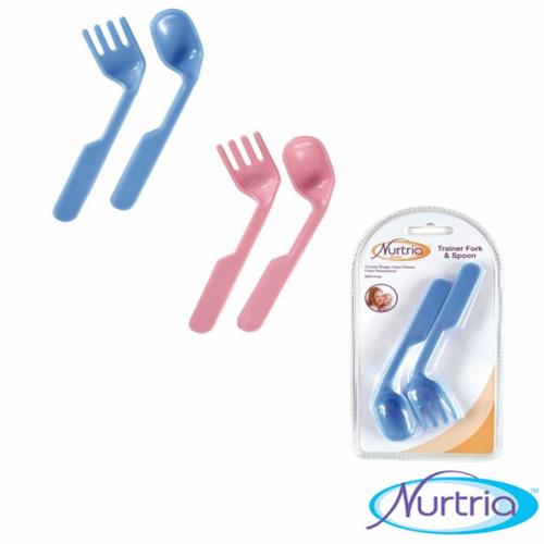 嬰兒寶寶餵食軟頭2入裝矽膠湯匙叉子幼兒嬰兒餐具-2件組