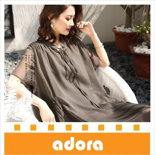 adora  網紗洋氣大碼寬鬆顯瘦雪紡洋裝@226
