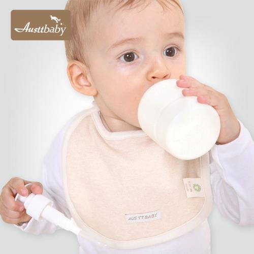 嬰兒圍兜口水巾新生兒口水巾防水寶寶純棉吃飯圍兜彩棉弧形系帶圍嘴（一條裝）x2入組