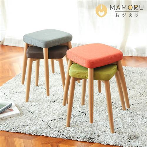 《MAMORU》復古風布藝方型木紋椅凳(5色可選)/