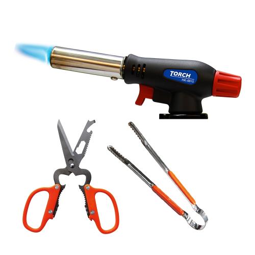 妙管家 萬用剪刀附燒烤夾+防衝火噴槍組