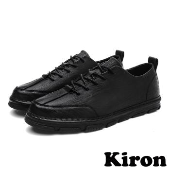 【Kiron】復古質感皮革時尚經典休閒鞋 黑