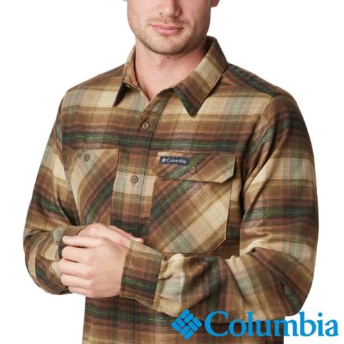 Columbia 哥倫比亞 男款-防曬50快排襯衫-褐綠  UAE02130CS