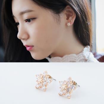【Emi艾迷】韓國925銀針寧靜如雪花輕飄鋯石耳環