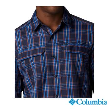 Columbia 哥倫比亞 男款-防曬UPF50快排襯衫-藍色格紋 UAE06490VC