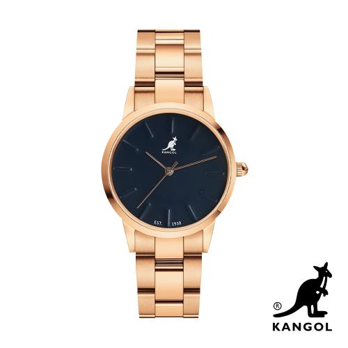 KANGOL 浮雕鋼鍊錶36mm-藍面金 KG714371