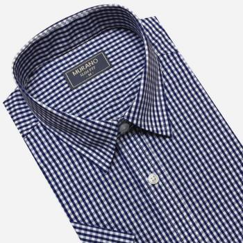 【MURANO】SLIM FIT 短袖襯衫-深藍細格