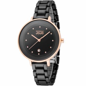NATURALLY JOJO 經典風尚陶瓷腕錶-JO96926-88R (黑/34mm)