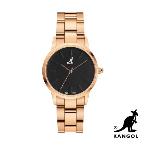 KANGOL 浮雕鋼鍊錶36mm-黑面金 KG714370