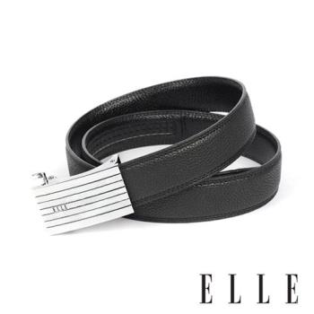 【ELLE HOMME】品牌自動扣皮帶/男士皮帶(黑)-平行寬條紋