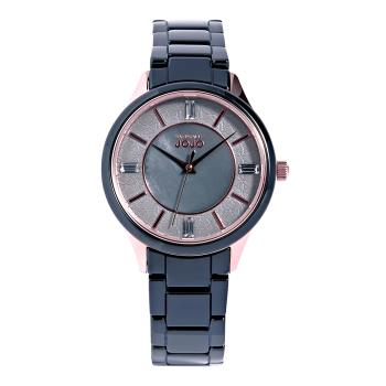 NATURALLY JOJO低調奢華時尚陶瓷腕錶-JO96970-85F(鐵灰/36mm)