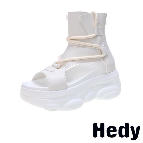 【Hedy】百搭厚底復古羅馬綁帶造型涼鞋 白