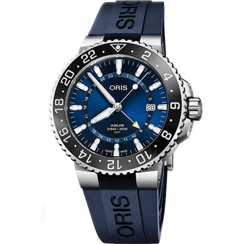 Oris 豪利時 AQUIS GMT雙時區瓷圈潛水機械錶(0179877544135-0742465EB)