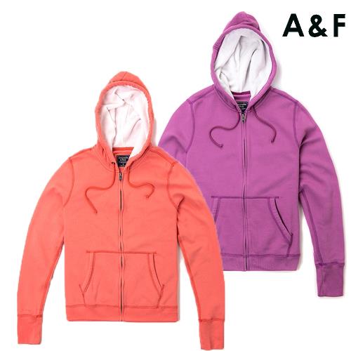 【Abercrombie  Fitch】AF 經典LOGO連帽外套(紫色/珊瑚紅 女款)