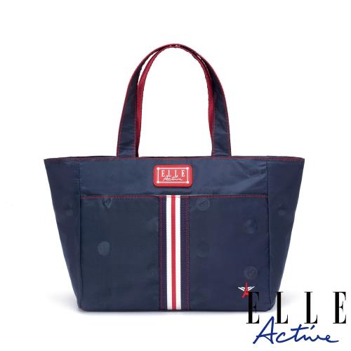 【ELLE Active】經典復刻系列-托特包/購物袋/手提袋-小-藍色