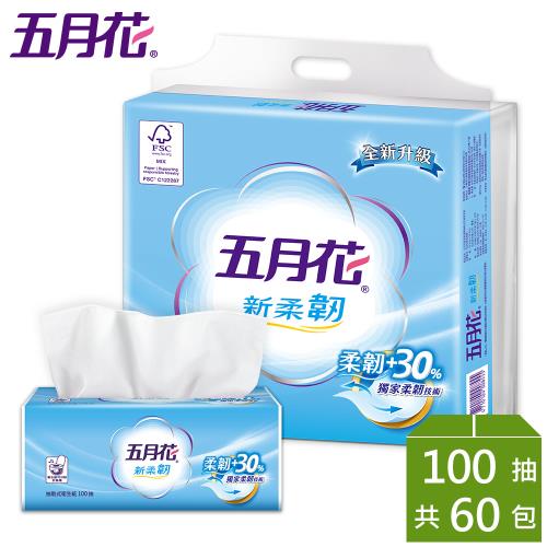 五月花 新柔韌抽取衛生紙100抽x60包