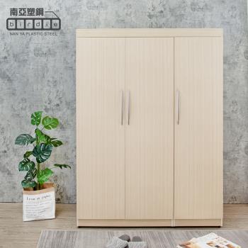 Birdie南亞塑鋼-4.5尺三開門衣櫃(白橡色)