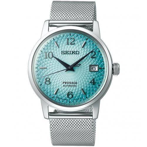 SEIKO 精工 限量雞尾酒系列扭索紋機械錶組/藍/38.5mm (4R35-04B0B/SRPE49J1)