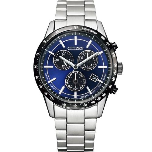 CITIZEN星辰GENTS 時尚男錶光動能三眼錶-藍色39.5mm(BL5496-96L)