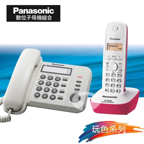 Panasonic 松下國際牌數位子母機電話組合 KX-TS520+KX-TG3411 (經典白+蜜桃粉)