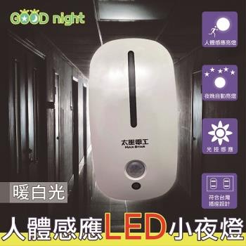 GOOD night 人體感應LED小夜燈 暖白光 光控感應 2P插座(ZA104L)