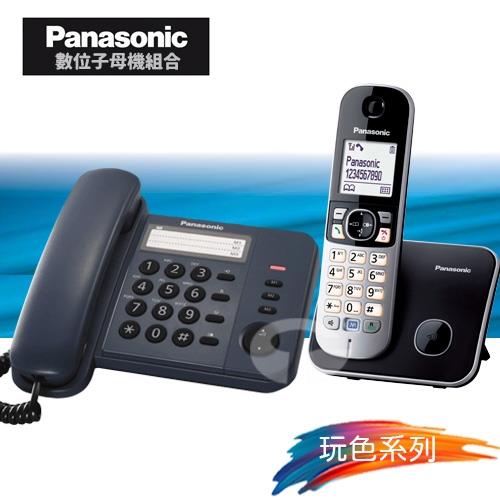 Panasonic 松下國際牌數位子母機電話組合 KX-TS520+KX-TG6811 (經典藍+曜石黑)