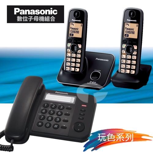 Panasonic 松下國際牌數位子母機電話組合 KX-TS520+KX-TG3712 (經典黑)