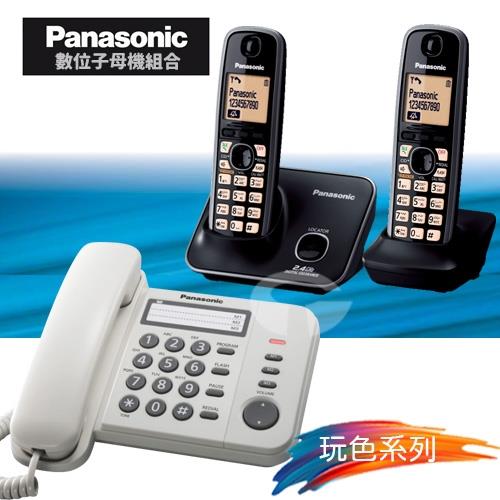 Panasonic 松下國際牌數位子母機電話組合 KX-TS520+KX-TG3712 (經典白+經典黑)