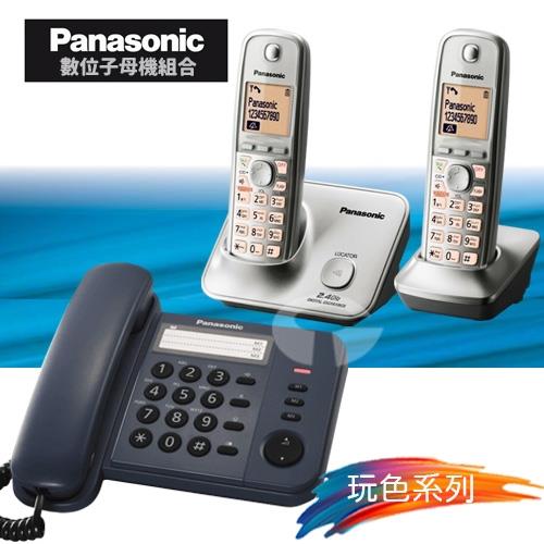 Panasonic 松下國際牌數位子母機電話組合 KX-TS520+KX-TG3712 (經典藍+時尚銀)