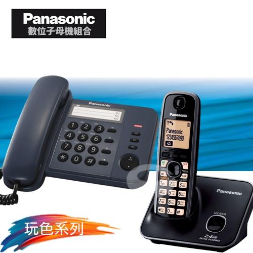 Panasonic 松下國際牌數位子母機電話組合 KX-TS520+KX-TG3711 (經典藍+經典黑)