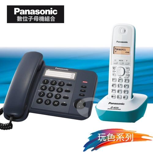 Panasonic 松下國際牌數位子母機電話組合 KX-TS520+KX-TG3411 (經典藍+海灘藍)