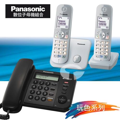 Panasonic 松下國際牌數位子母機電話組合 KX-TS580+KX-TG6812 (經典黑+雪皚白)
