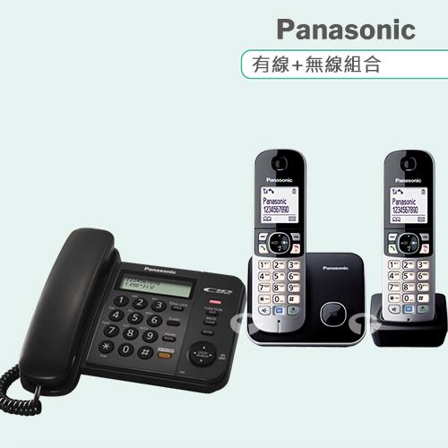 Panasonic 松下國際牌數位子母機電話組合 KX-TS580+KX-TG6812 (經典黑+曜石黑)