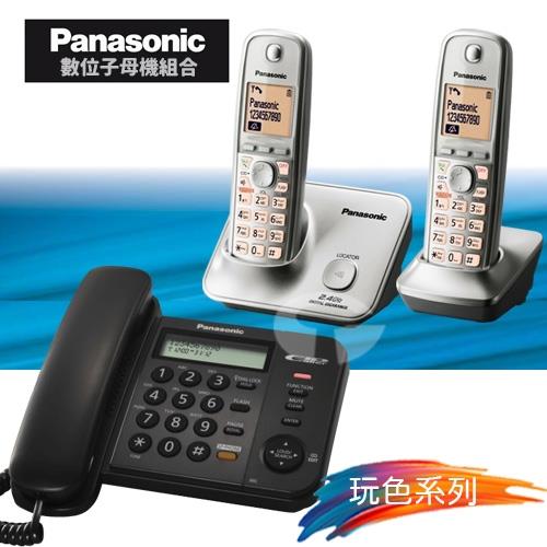 Panasonic 松下國際牌數位子母機電話組合 KX-TS580+KX-TG3712 (經典黑+時尚銀)
