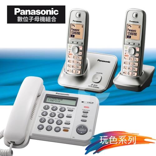 Panasonic 松下國際牌數位子母機電話組合 KX-TS580+KX-TG3712 (經典白+時尚銀)