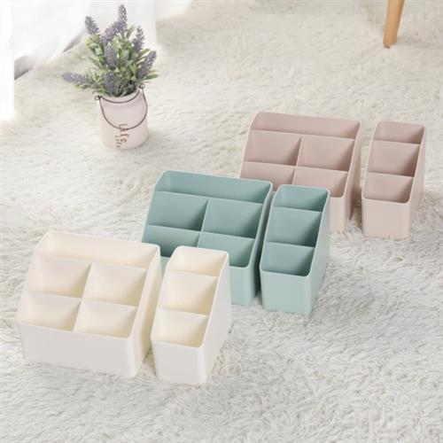 IDEA  組合-純色素面開放式分隔桌上收納盒(5格+3格)