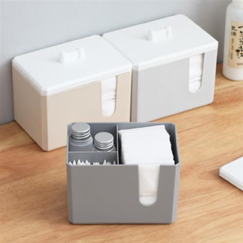 IDEA  北歐防塵帶蓋化妝棉分隔抽取式儲物收納盒