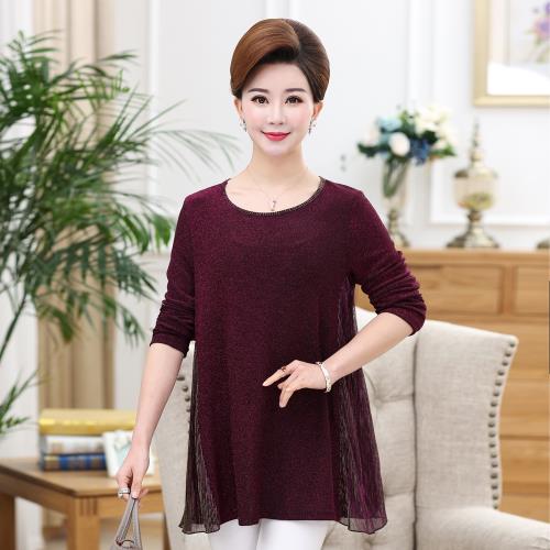 【艾洛妃】金絲針織拼接修身剪裁寬版長袖上衣 (2色任選)