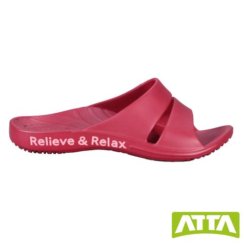 【ATTA】足底均壓★足弓簡約雙帶拖鞋-酒紅色